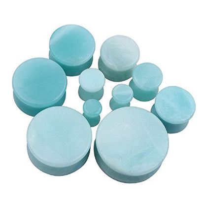NewZenro 2Pairs Rose Quartz Aventurine Natural Organic Stone Ear Plugs Gauges Tunnel Expanders Stretcher Double Flared Amazonite Flesh Piercings Body Jewelry Set - style: 5/8"(16mm)