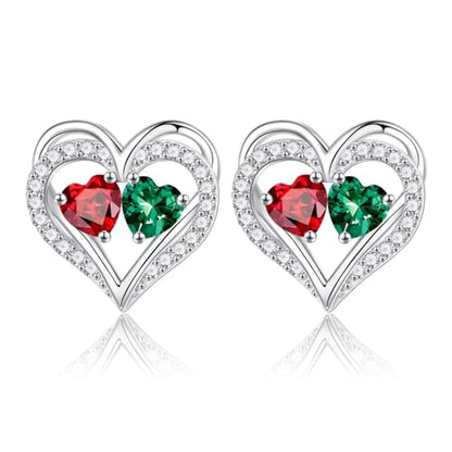 Heart Earrings for Women - Birthstone Earrings | 925 Sterling Silver, Stud Earrings, Gift Box Packaging, Anniversary Birthday Gifts for Women Wife Girlfriend Mom - color: 01-05-Jan-May Birthstone