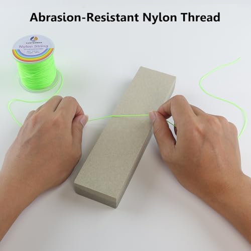 LUSTEMBER 0.8mm Nylon String, Strong Bracelet String, Durable Nylon Cord for Jewelry Making, Bracelets, Beading, Necklaces, Rattail Braiding, Kumihimo, Wind Chimes, Blinds and Handicrafts - size: Fluorescent Green