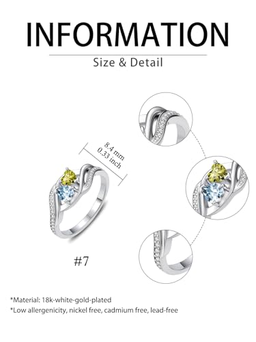 Peridot and Aquamarine Rings August and March Birthstone Branch Statement Promise Band Rings Anniversary Jewelry Bridal Wedding Engagement Eternity Valentine's Mothers Day Birthday Gifts for Women Her Girlfriend