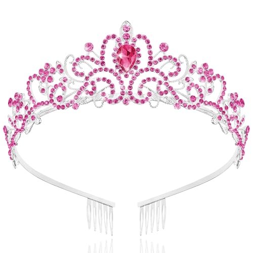 TAROSE Tiaras for Women, Birthday Crown and Sash for Girls | Birthday Sash Sunglasses Outfit, Birthday Gift for Women Girls, Goddess Crown Bride/Halloween/Prom/Party/Costume - color: 1 I. Silver+full Rose