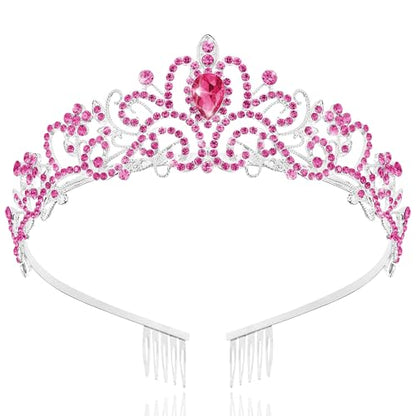 TAROSE Tiaras for Women, Birthday Crown and Sash for Girls | Birthday Sash Sunglasses Outfit, Birthday Gift for Women Girls, Goddess Crown Bride/Halloween/Prom/Party/Costume - color: 1 I. Silver+full Rose