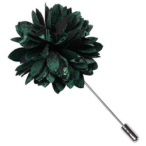 GUSLESON 3.15"（8cm） Mens Paisley Tie and Lapel Pin Necktie Hankerchief Cufflinks Set for Men - color: Emerald Green