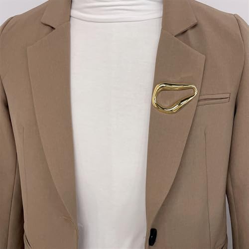 Trendy Irregular Geometric Brooch Pin for Women Men Stainless Steel Gold/Silver Plated Unique Polished Hollow Teardrop Lapel Pins for Sweater Hat Scarf Suit Dress Clothes Accessories Jewelry - color: Gold