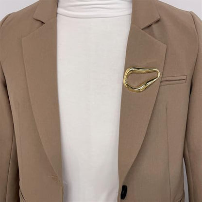 Trendy Irregular Geometric Brooch Pin for Women Men Stainless Steel Gold/Silver Plated Unique Polished Hollow Teardrop Lapel Pins for Sweater Hat Scarf Suit Dress Clothes Accessories Jewelry - color: Gold