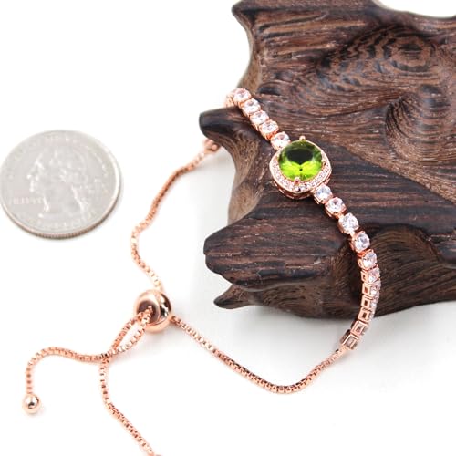 Sparkling CZ Tennis Bracelets for Women, Birthstone Slider Bolo Bracelets Trendy Birthday Valentine's Day Jewelry for Women Lady - color: Greenish
