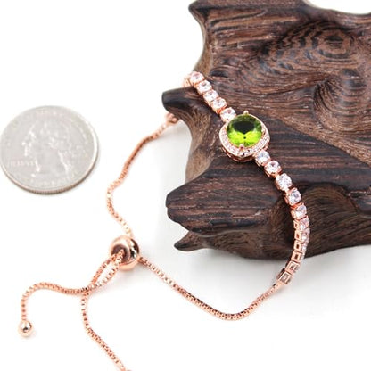Sparkling CZ Tennis Bracelets for Women, Birthstone Slider Bolo Bracelets Trendy Birthday Valentine's Day Jewelry for Women Lady - color: Greenish