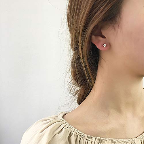 EPIRORA Sterling Silver Stud Earrings for Women- 3 Pairs Tiny Ball Stud Earrings Round CZ Cubic Zirconia Earrings Pearl Earrings Set Cartilage Small Tragus Earrings(2mm,3mm,4mm) - style: CZ earrings(2mm,3mm,4mm)-Gold