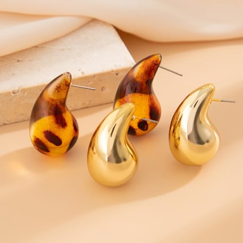 Chunky Hoop Earrings for Women Thick Open Resin Hoops Earrings Fashion Jewelry for Women - style: Style-C