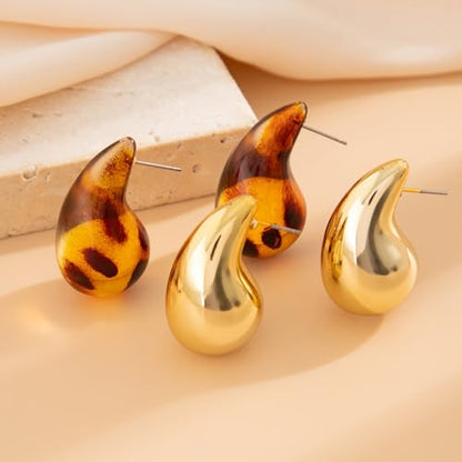 Chunky Hoop Earrings for Women Thick Open Resin Hoops Earrings Fashion Jewelry for Women - style: Style-C