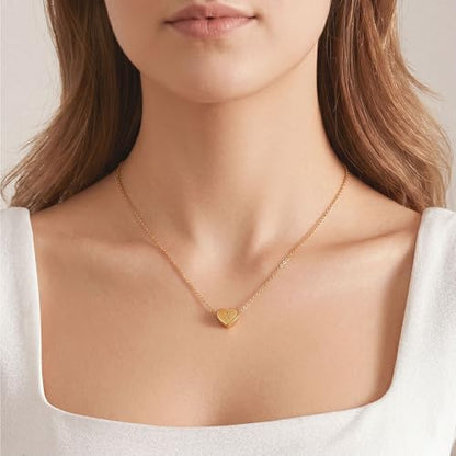 18k Gold Plated Heart Pendant Letter Necklaces for Girls Stainless Steel Initial Necklace for Women Birthday Gifts for Girls Women - color: Brushed Gold, style: Letter N
