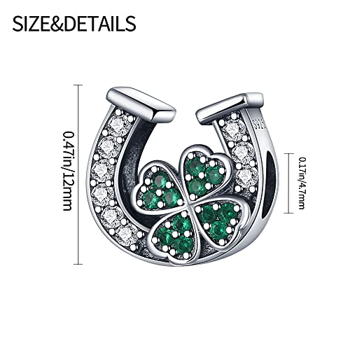 Pandach Animal Charm Bead fits Charms Bracelets for Woman-925 Sterling Silver Dangle Pendant Bead,Jewelry Beads Gifts for Women Bracelet&Necklace - style: Four leaf clover skewer U shaped Charms