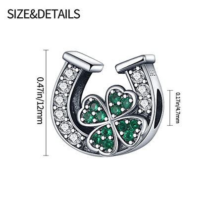 Pandach Animal Charm Bead fits Charms Bracelets for Woman-925 Sterling Silver Dangle Pendant Bead,Jewelry Beads Gifts for Women Bracelet&Necklace - style: Four leaf clover skewer U shaped Charms