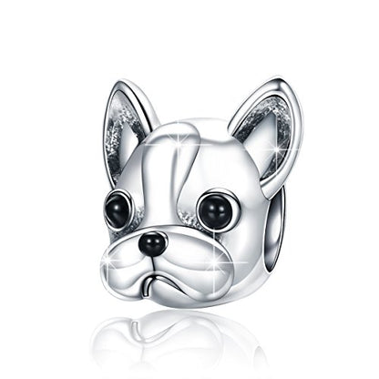BISAER 925 Sterling Silver Charms for Bracelets Cat Dog Sloth Animal Beads Butterfly Fairy Heart Dangle Pendant Charms - color: Dog
