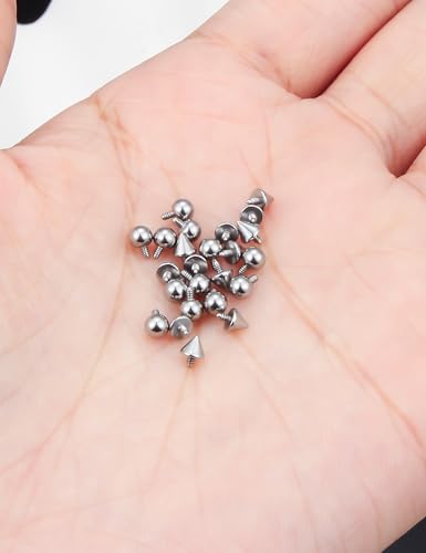 Prjndjw 25Pcs 14G 16G Replacement Balls internal thread & Externally Threaded Surgical Steel Balls Industrial Barbell Tongue Nipple Belly Button Eyebrow Rook Piercing Rings Parts 3MM-8MM - color: 24Pcs 16g internal thread Replacement Balls & Spike