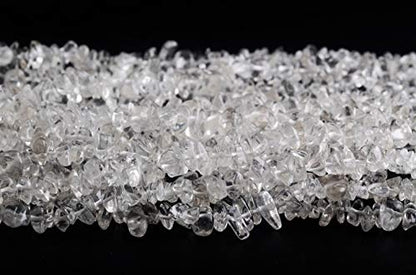 Natural Chip Stone Beads Crystal Quartz 5-8mm About 400 Pieces Irregular Gemstones Healing Crystal Loose Rocks Bead Hole Drilled DIY for Bracelet Jewelry Making Crafting (5-8mm, Clear Crystal Quartz) - color: Clear Crystal Quartz