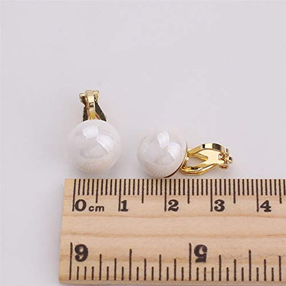 1-5 Pairs Pearl Clip on Earrings for Women Non Piercing Earrings Set Hypo-Allergenic Earrings - color: 5 Pairs Mixed Clip-ons