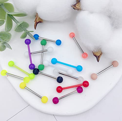 30-200Pcs 14G Surgical Steel Tongue Rings for Women Stainless Steel Nipple Rings Barbell Body Piercing - color: A: 30pcs