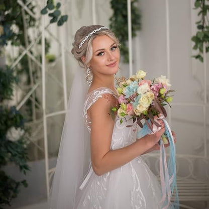 Rhinestone Headbands for Women Silver Bridal Headband Crystal Headpiece | Flower Leaf Girl Tiara Crown Head Band Wedding Hair Accessories for Girls, 4 Pcs - color: Silver