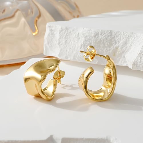 SHERLOVE Chunky Knot Gold Earrings Women Statement Drop Dangle Earrings | 14K Gold Plated Hypoallergenic Lightweight,Trendy Dainty Elegant Cute,Women Gold Jewelry Fashion Accessories Gifts - color: Stud Gold A