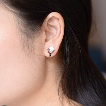 Clip on Earrings Women, 14K Gold Hoop Clip-On Earrings for Women, Hypoallergenic Non Pierced Croissant Earrings - color: Rose Gold