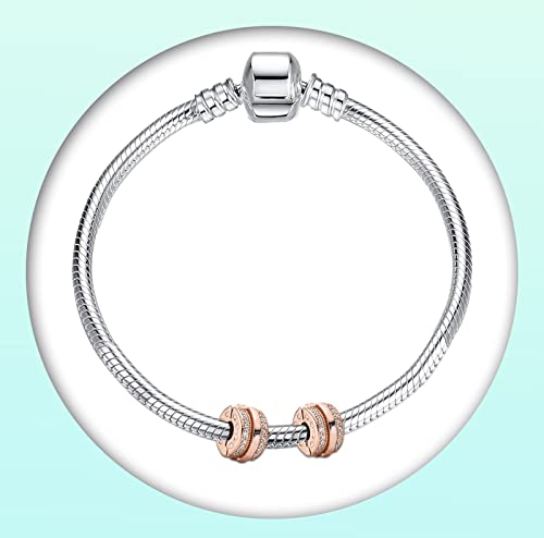 Annmors S925 Clip Spacer Safety Chain Stopper Charms for Pandora, Gift Mom Daughter Friend Sister Wife Grandma Girlfriend Fmaily On Christmas Mothers Valentines Halloween Graduation - color: B06-Pavé Lines Clips