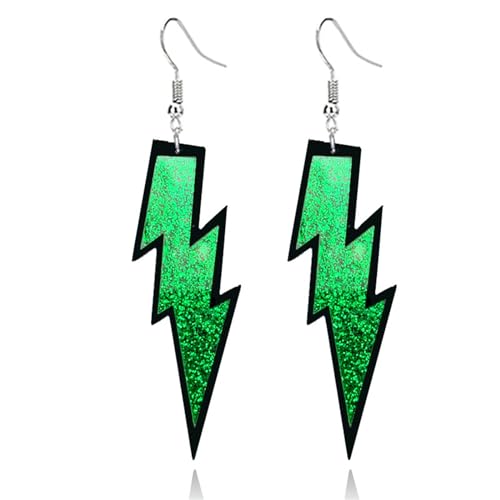 ONLYJUMP Acrylic Exaggerated Lightning Earrings Statement Punk Retro Geometric Delicate Neon Personalized Earrings Accessory Jewelry for Women - color: Glitter Dark Green
