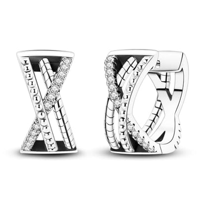 Parmuz 925 Sterling Silver Butterfly Huggies Hoop Earrings for Woman | Gold Plated Cubic Zirconia Star Moon cross Twisted huggie Hoop Post Chunky Small Tiny cuff Snake Heart Earring Gift for Her - color: gray silver