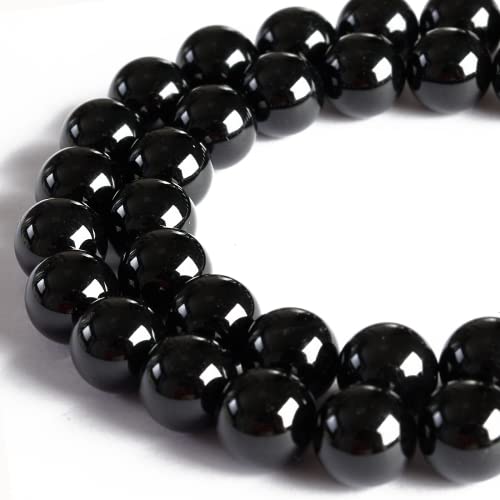 100pcs 10mm Black Agate Beads Natural Gemstone Beads Round Loose Beads for Crafting and Jewelry Making - color: Black Agate, size: 10mm