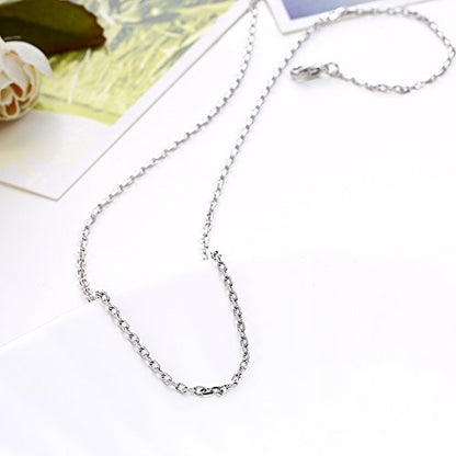 Cutesmile Fashion Jewelry 18k Gold/Rose Gold/White Gold 1.5mm Rolo Adjustable Chain Crafted Necklace (White Gold) - color: White Gold