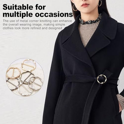 6Pcs Silk Scarf Ring Clip, T-shirt Tie Clips for Women Girls, Twist Tee Knot Ring, Waist Clothes Corner Button, Fashion Metal Circle Buckle, Round Scarves Clasp