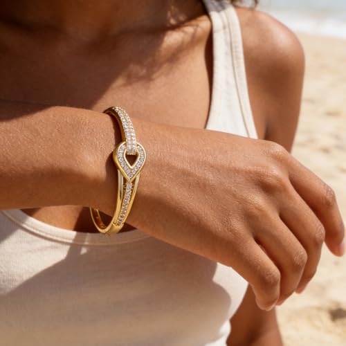 hotoo Gold Plated Bangle Bracelet for Women - style: Gilded Openwork Teardrop
