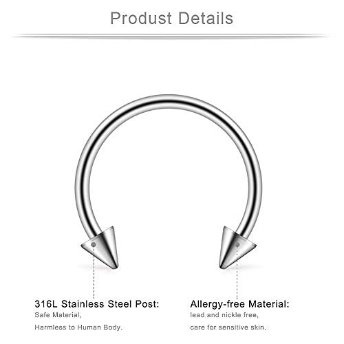 Ruifan 10-24PCS 16G Surgical Steel Nose Septum Horseshoe Hoop Earring Eyebrow Tragus Lip Piercing Ring - style: 24PCS - Option A