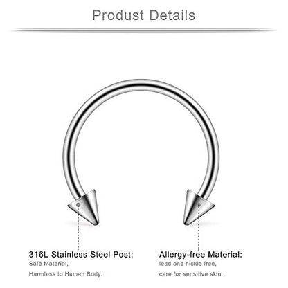 Ruifan 10-24PCS 16G Surgical Steel Nose Septum Horseshoe Hoop Earring Eyebrow Tragus Lip Piercing Ring - style: 24PCS - Option B