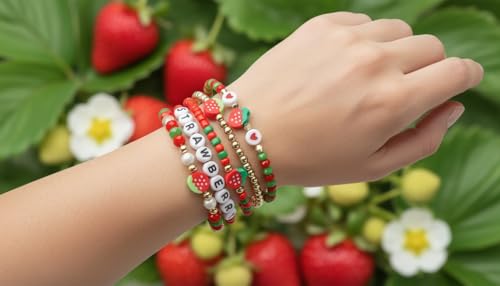 Twinfree Bohemian Cute Fruit Banana Cherry Strawberry Pineapple Mango Polymer Clay Beaded Stackable Stretch Bracelets - color: color 26