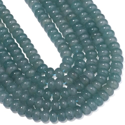 Songxi 5x8mm Natural Blue-Green Chalcedony Stone Rondelle Beads, 75PCS Spacer Round Loose Abacus Beads for Jewelry Making, Gemstone for Bracelet Necklace Earrings, Arts and Crafts - color: Blue-Green Chalcedony