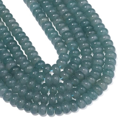 Songxi 5x8mm Natural Blue-Green Chalcedony Stone Rondelle Beads, 75PCS Spacer Round Loose Abacus Beads for Jewelry Making, Gemstone for Bracelet Necklace Earrings, Arts and Crafts - color: Blue-Green Chalcedony