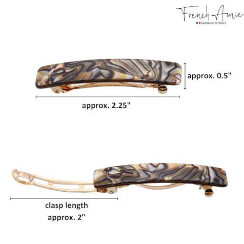 French Amie Bar Onyx Silver Grey Small 2 1/4 Inch Hair Clip Barrette | Handmade Cellulose Acetate Durable Grip For Women Girls Teens Everyday Style - color: Onyx Silver Grey