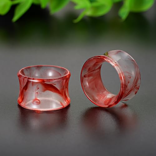 COOEAR 2 Pairs Matched Set Gauges for Ears Flesh Tunnels Kits Plugs Earrings Red Acrylic Ear Expander Stretchers Piercing. - color: 28mm