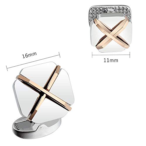 Cufflinks and studs for Men-Fashion Mens X-shaped and Square Cufflinks and Tuxedo Shirt studs set for Regular Weeding Business Accessories