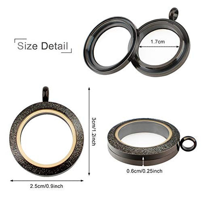 WANDIC Photo Charms, Set of 4 Matte Stainless Steel Round Memory Locket Pendant Bridal Wedding Bouquet Charms for Photo or Wedding, 25mm - color: 4pcs-gun Black Matte