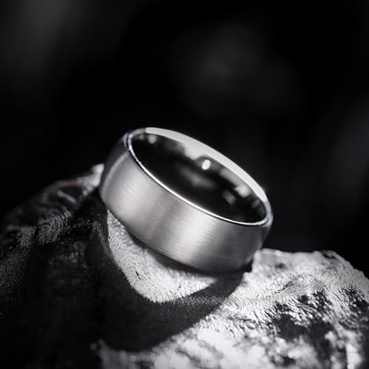 King Will Wedding Band for Men Women, 2/4/6/7/8mm Domed Matte Brushed Tungsten Carbide Rings, Solid/Dual Color Engagement Rings, Comfort Fit - color: Gunmetal Grey-8mm