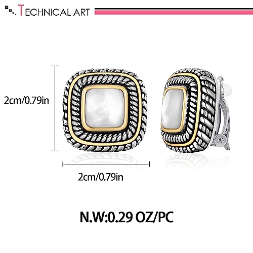 LILIE&WHITE Antique Gold Clip On Hoop Earrings for Women Non Pierced Clip on Earrings with Interwoven Textured Jewelry Gifts - color: EH21313A