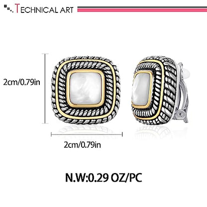 LILIE&WHITE Antique Gold Clip On Hoop Earrings for Women Non Pierced Clip on Earrings with Interwoven Textured Jewelry Gifts - color: EH21313A
