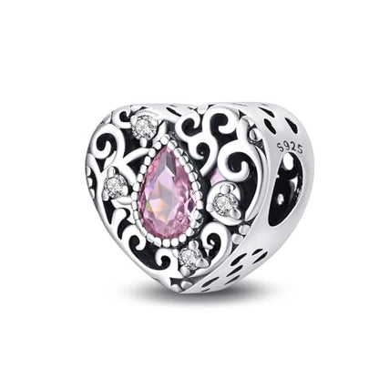 Pandach 925 Sterling Silver Charms for Bracelet&Necklace Dangle Pendant Bead with 5A Cubic Zirconia Stones,Jewelry Beads Gifts for Women - style: Vintage pink beads