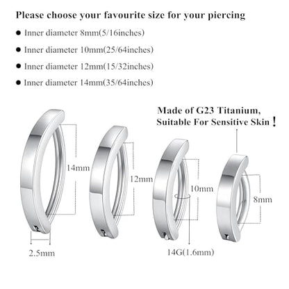 G23 Titanium Clicker Belly Button Ring Navel Rings Body Belly Piercing Jewelry 14G 14mm 12mm 10mm 8mm - style: 14G/10mm/Silver