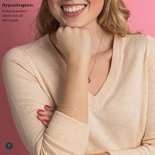 KEZEF Sterling Silver, 14k Gold Plated Silver & Rose Gold Plated Silver Figaro Chain | Fine Diamond Cut 1.5mm Bracelet & Anklet for Women, Girls and Men - color: Sterling Silver, size: 10 Inches