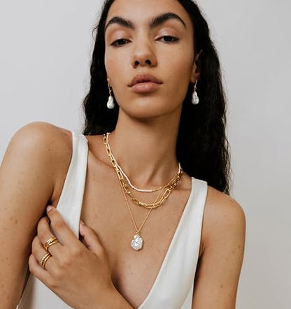 Handpicked White Pearl Earrings 18k Gold Plated Leverback Dangle Stud Pearl Earrings Jewelry for Women - style: Baroque Pearl