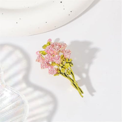 Red Rose Flower Brooches Pins for Women Men Elegant Crystal Flower Lapel Pin Retro Suit Hat Dress Accessories Wedding Valentine's Day Jewelry Gift - style: Pink
