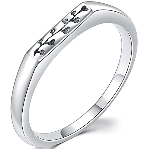 Jude Jewelers Stainless Steel Hammered Floral Narrow Signet Stacking Style Promise Statement Anniversary Ring - color: Silver